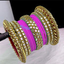 Pooja Bangles Kundan &  Thread Gold Plated Bangles Set
