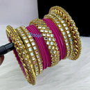 Pooja Bangles Kundan &  Thread Gold Plated Bangles Set