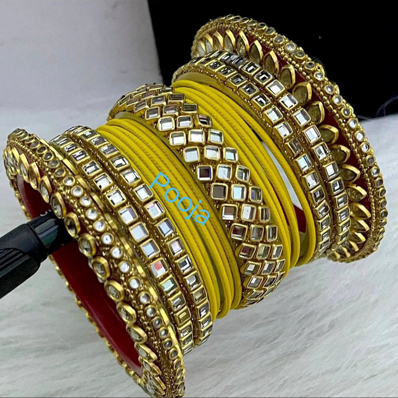 Pooja Bangles Kundan &  Thread Gold Plated Bangles Set