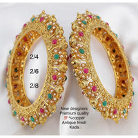 Pooja Bangles Pota Stone Copper Bangles Set