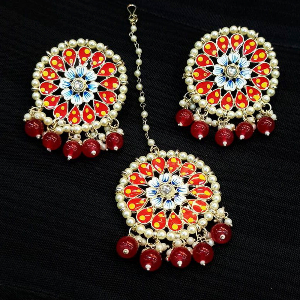 Antique Gold Tone Red Kundan Copper Earring – Steorra Jewels