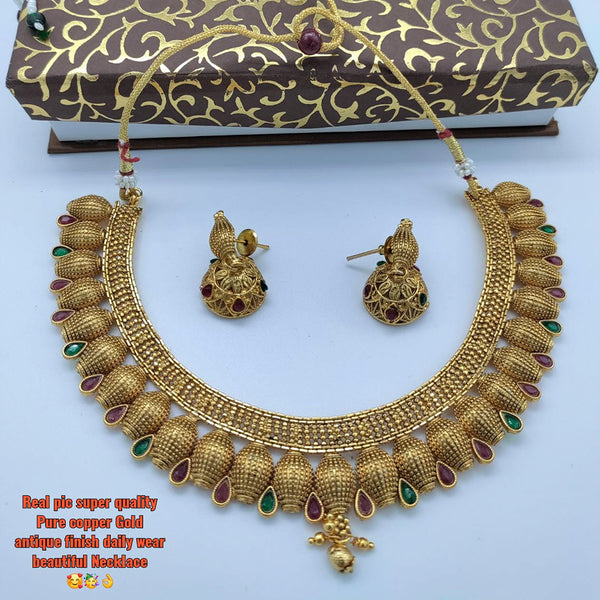 Pooja Bangles Pota Stone Copper Choker Necklace Set