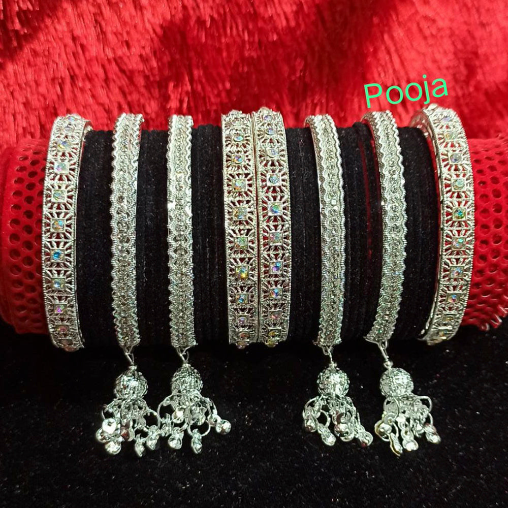 Pooja Bangles Austrian Stone & Thread Bangles Set