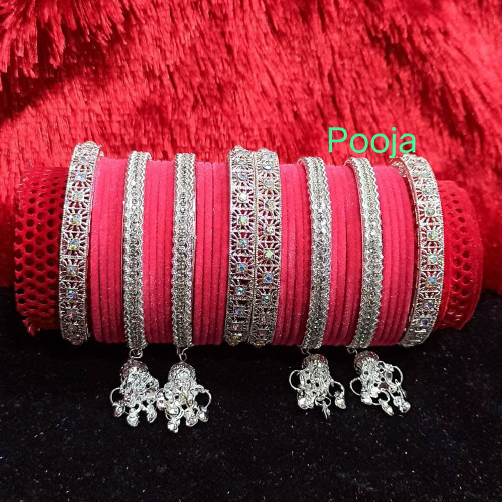 Pooja Bangles Austrian Stone & Thread Bangles Set