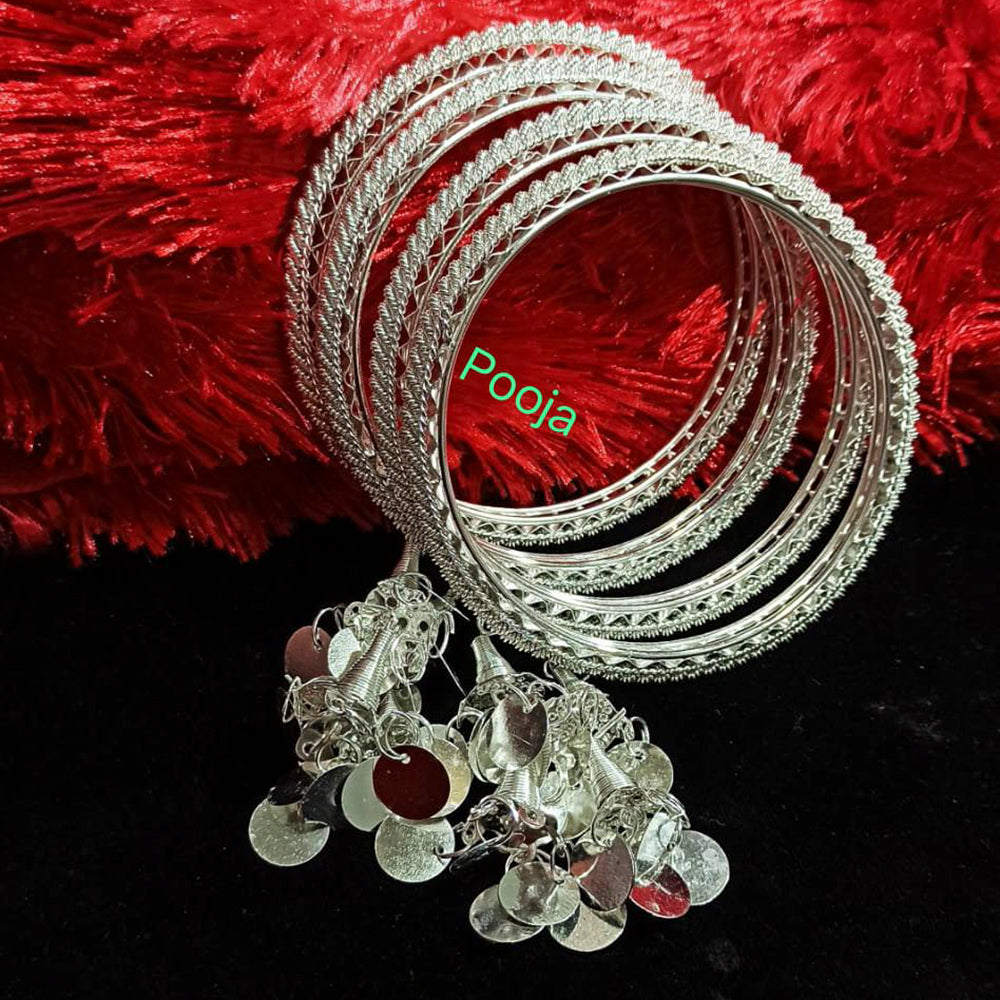 Pooja Bangles Silver Plated Bangles Set