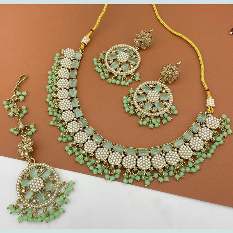 Pooja Bangles Crystal Stone & Beads Choker Necklace Set