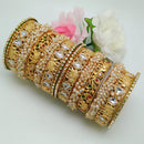 Pooja Bangles Gold Plated Pota Stone And Pearl Bangles Set