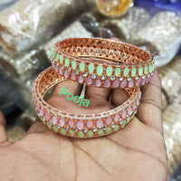 Pooja Bangles Gold Plated Pota Stone Bangles Set