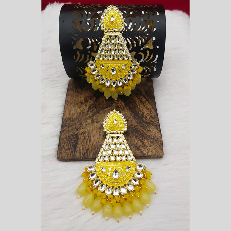 Pooja Bangles Gold Plated Kundan Stone & Meenakari Dangler Earrings
