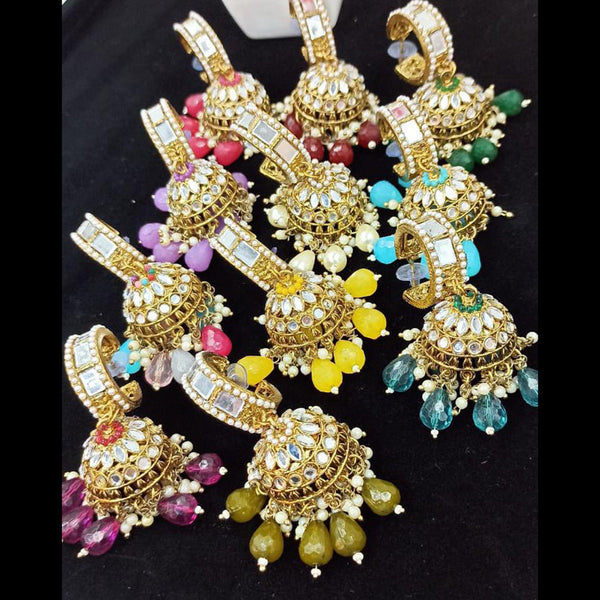Pooja Bangles Gold Plated Mirror Jhumki Earrings