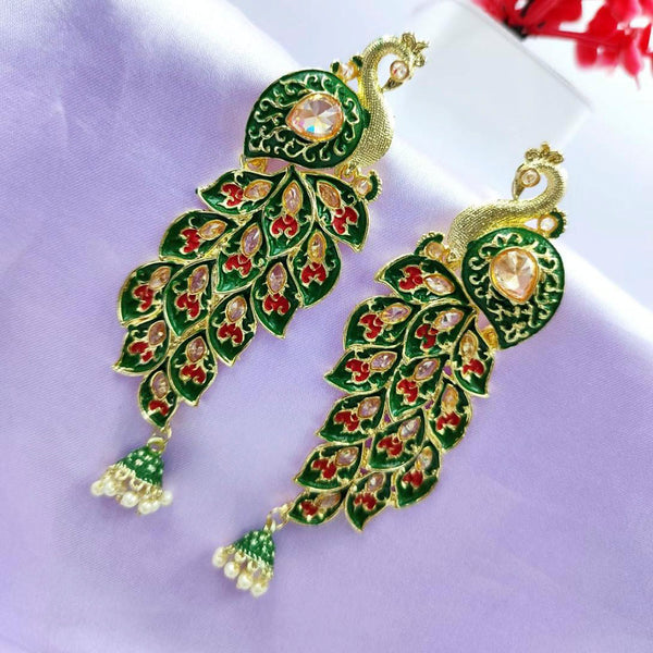 Pooja Bangles Gold Plated Meenakari Peacock Earrings
