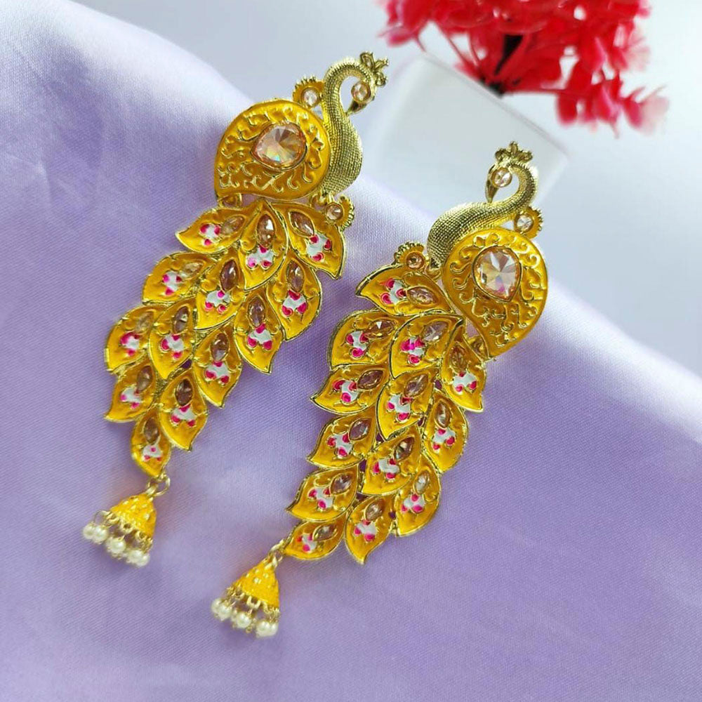 Buy Elegant Party Wear Ad Multi Stone Peacock Design Earring One Gram Gold  Earring Online