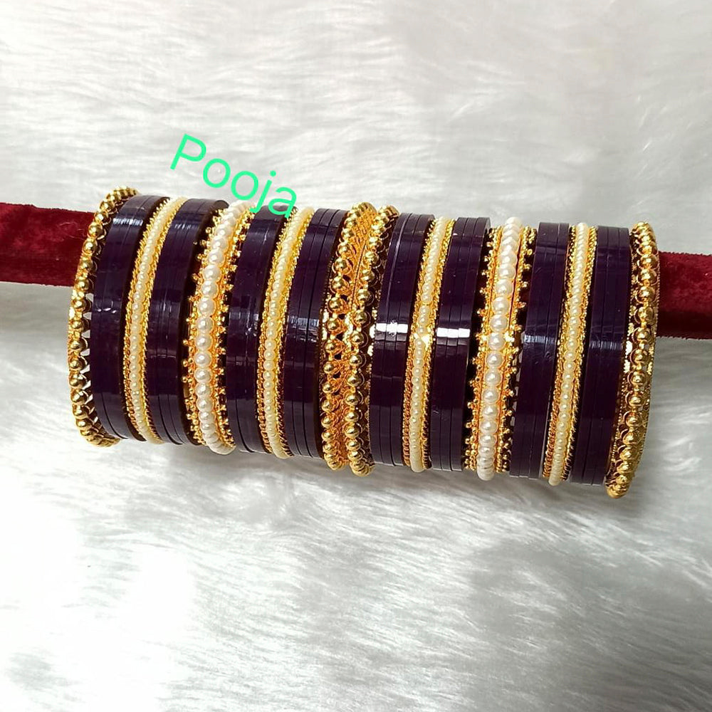 Pooja Bangles Gold Plated Acrylic Bangles Set