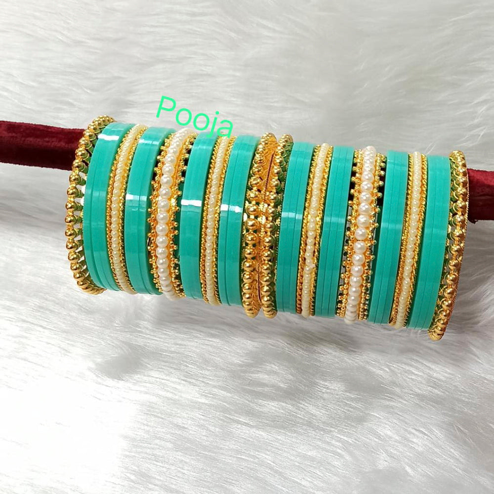 Pooja Bangles Gold Plated Acrylic Bangles Set