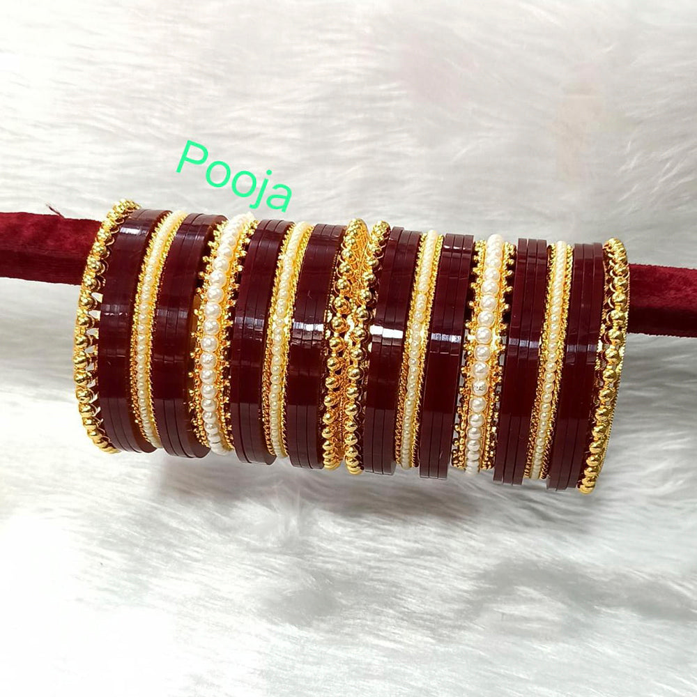 Pooja Bangles Gold Plated Acrylic Bangles Set