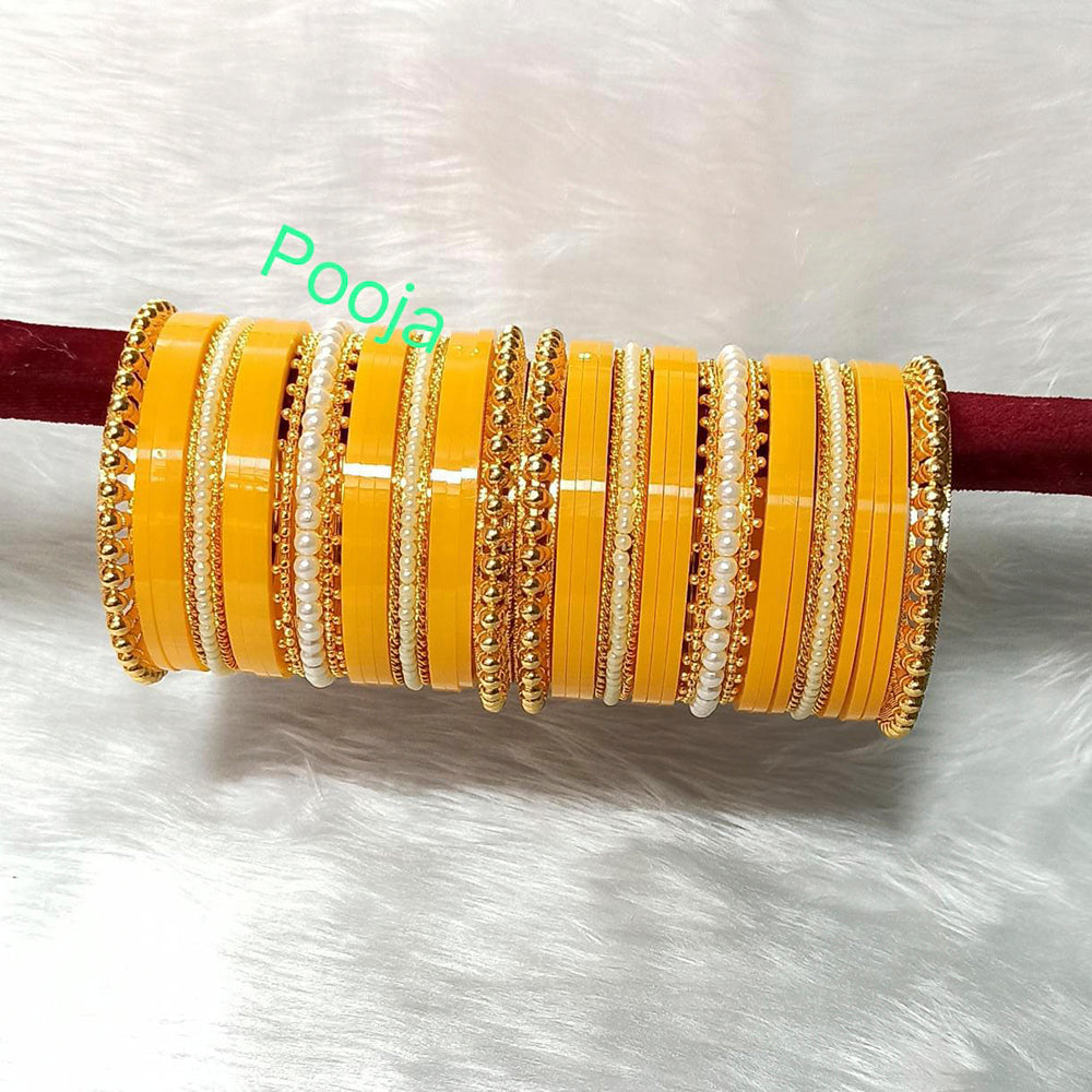 Pooja Bangles Gold Plated Acrylic Bangles Set