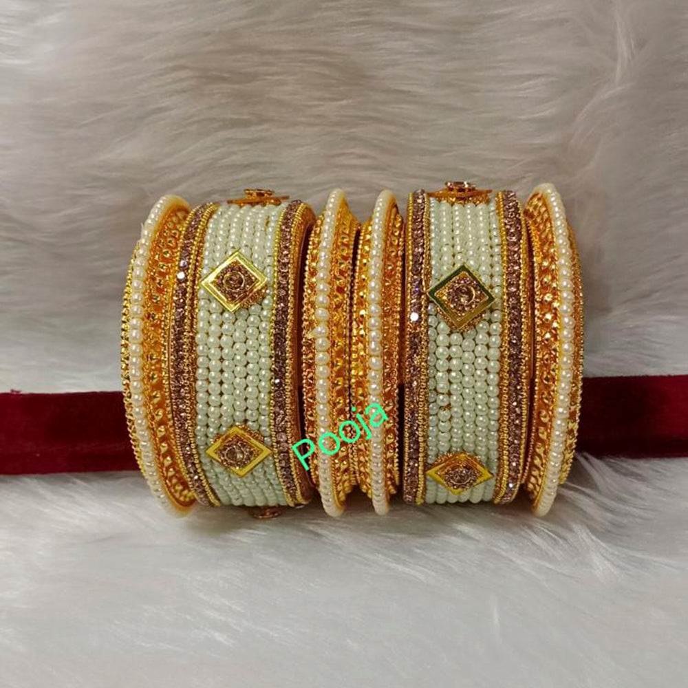 Pooja Bangles Gold Plated Pearl Bangles Set