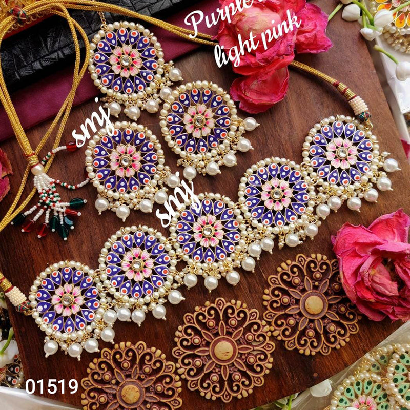 Pooja Bangles Gold Plated Meenakari & Beads Choker Necklace Set