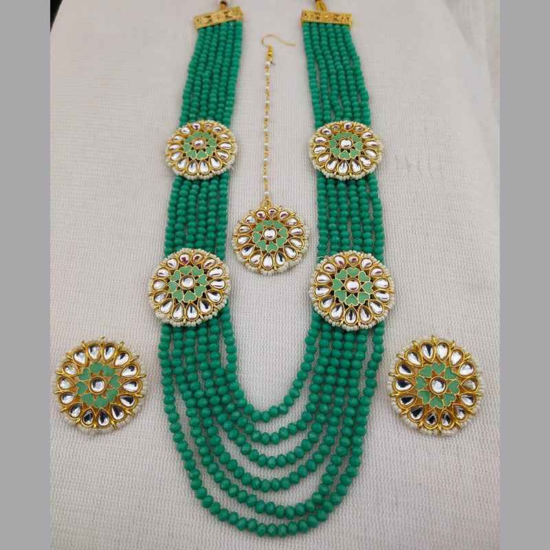 Pooja Bangles Gold Plated Kundan Stone Long Necklace Set