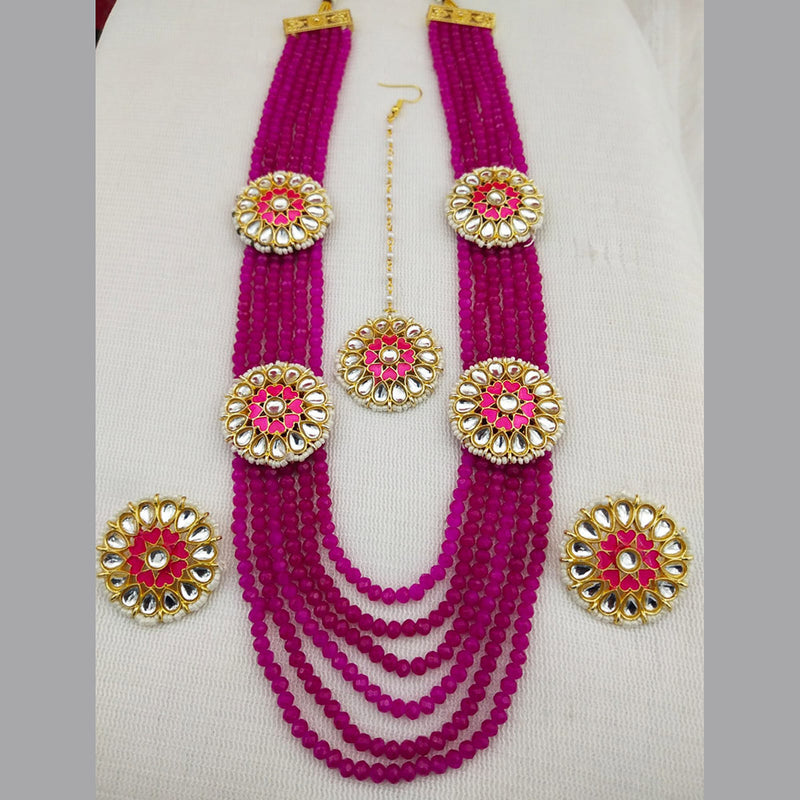 Pooja Bangles Gold Plated Kundan Stone Long Necklace Set