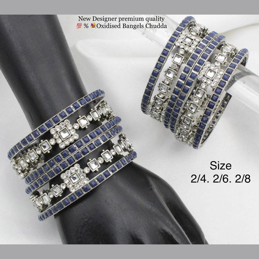Pooja Bangles Silver Plated Pota Stone Bangles