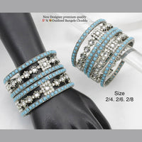 Pooja Bangles Silver Plated Pota Stone Bangles