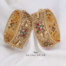 Pooja Bangles Pota Stone Gold Plated Openable Bangles Set