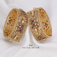Pooja Bangles Pota Stone Gold Plated Openable Bangles Set