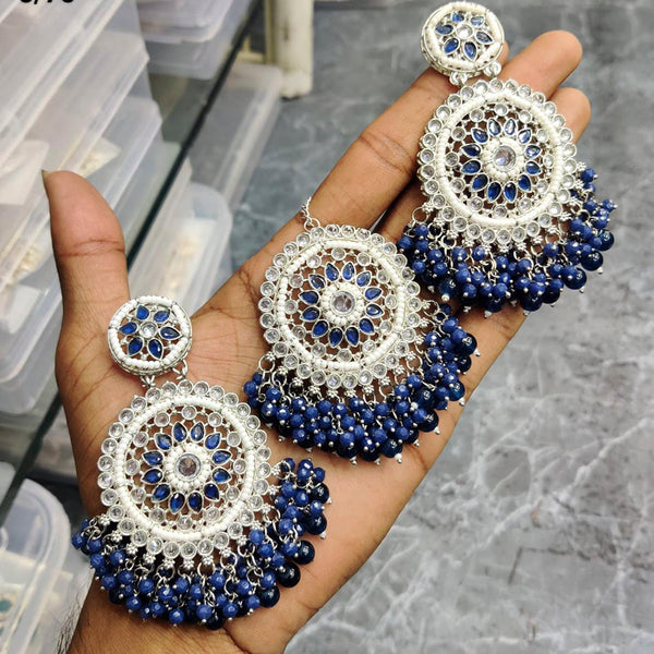 Pooja Bangles Silver Plated Pota Stone & Beads Earrings With Mangtikka