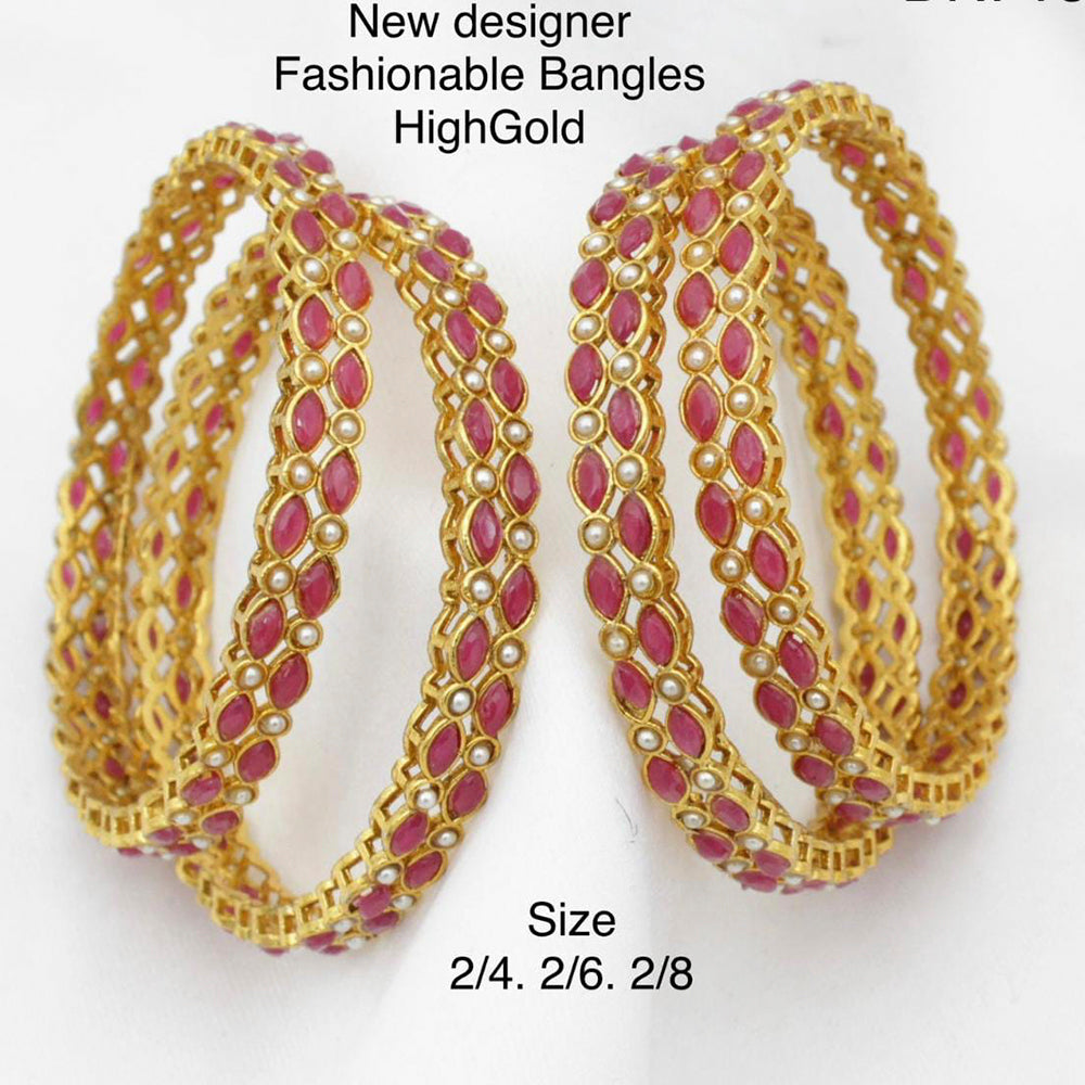 Pooja Bangles Gold Plated Pota Stone Bangles Set