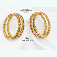 Pooja Bangles Gold Plated Pota Stone Bangles Set