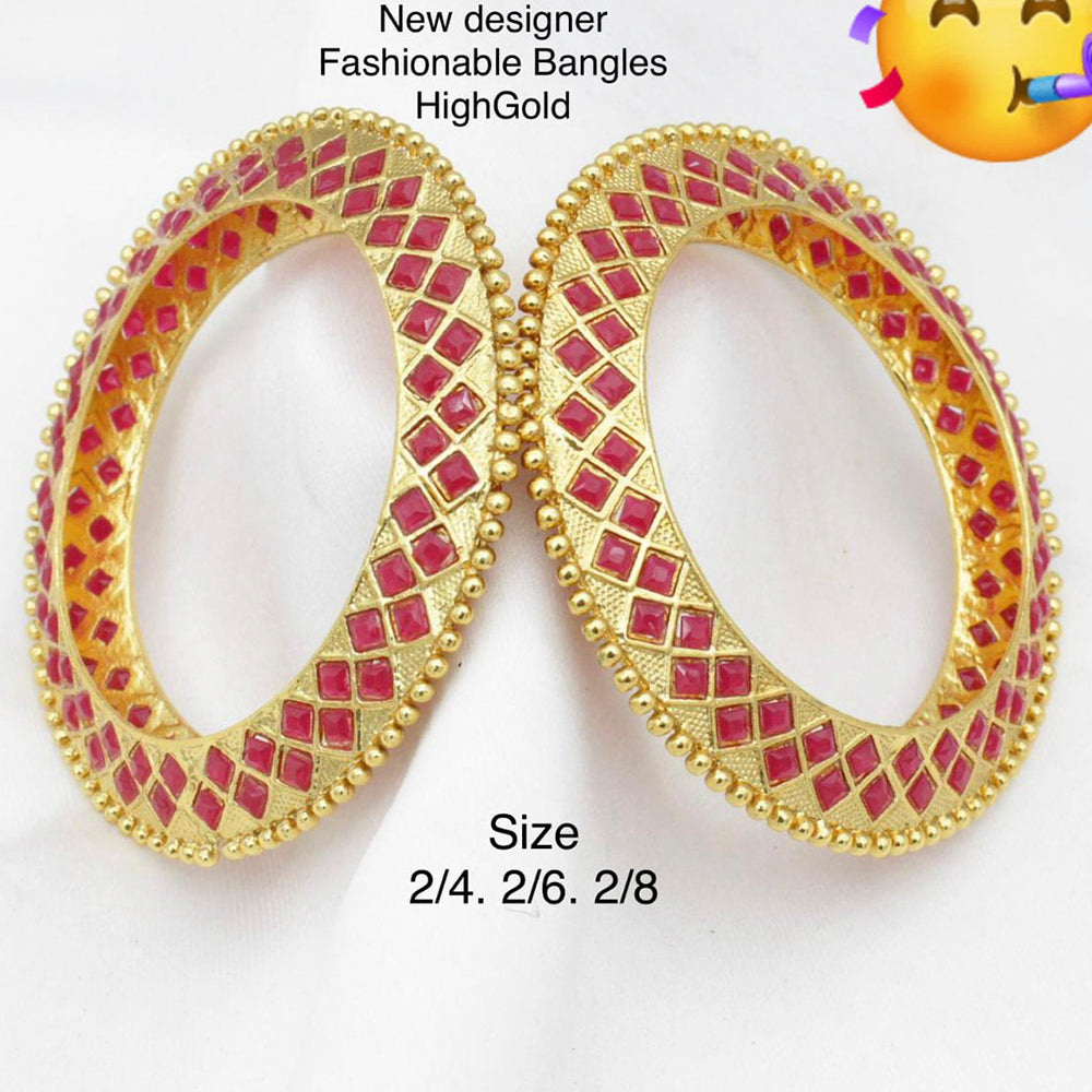 Pooja Bangles Gold Plated Pota Stone Bangles Set