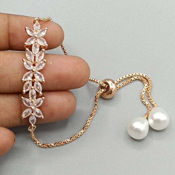 Pooja Bangles Rose Gold Plated Crystal Stone Bracelet
