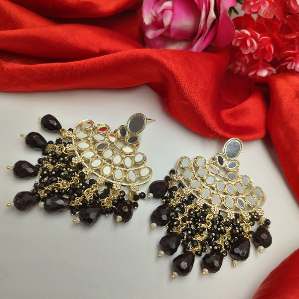 Pooja Bangles Gold Plated Mirror & Beads Dangler Earrings