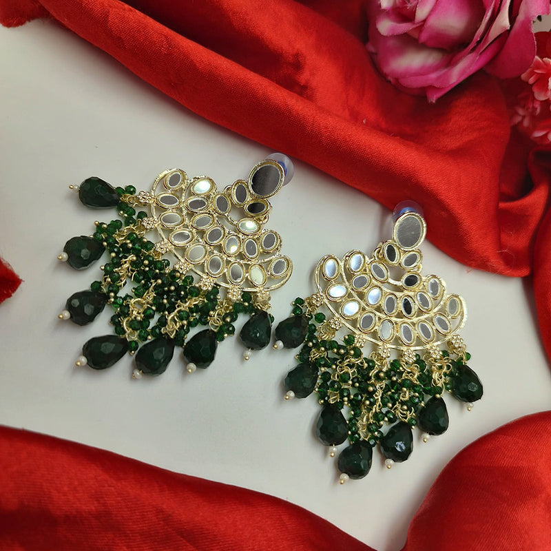 Pooja Bangles Gold Plated Mirror & Beads Dangler Earrings