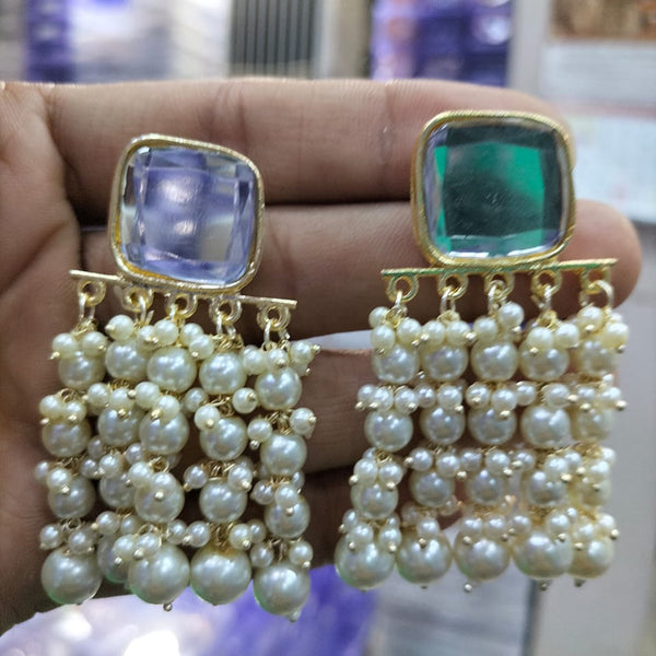 Pooja Bangles Gold Plated Kundan Stone & Beads Dangler Earrings