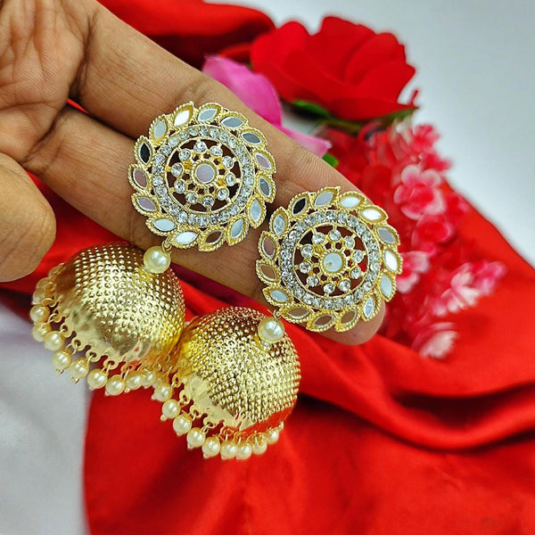Pooja Bangles Gold Plated Austrian Stone & Mirror Jhumki Earrings