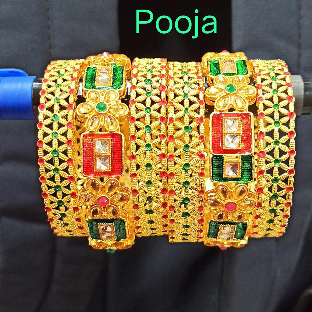 Pooja Bangles Gold Plated Meenakari Bangles Set