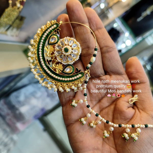 Pooja Bangles Gold Plated Meenakari Nose Ring
