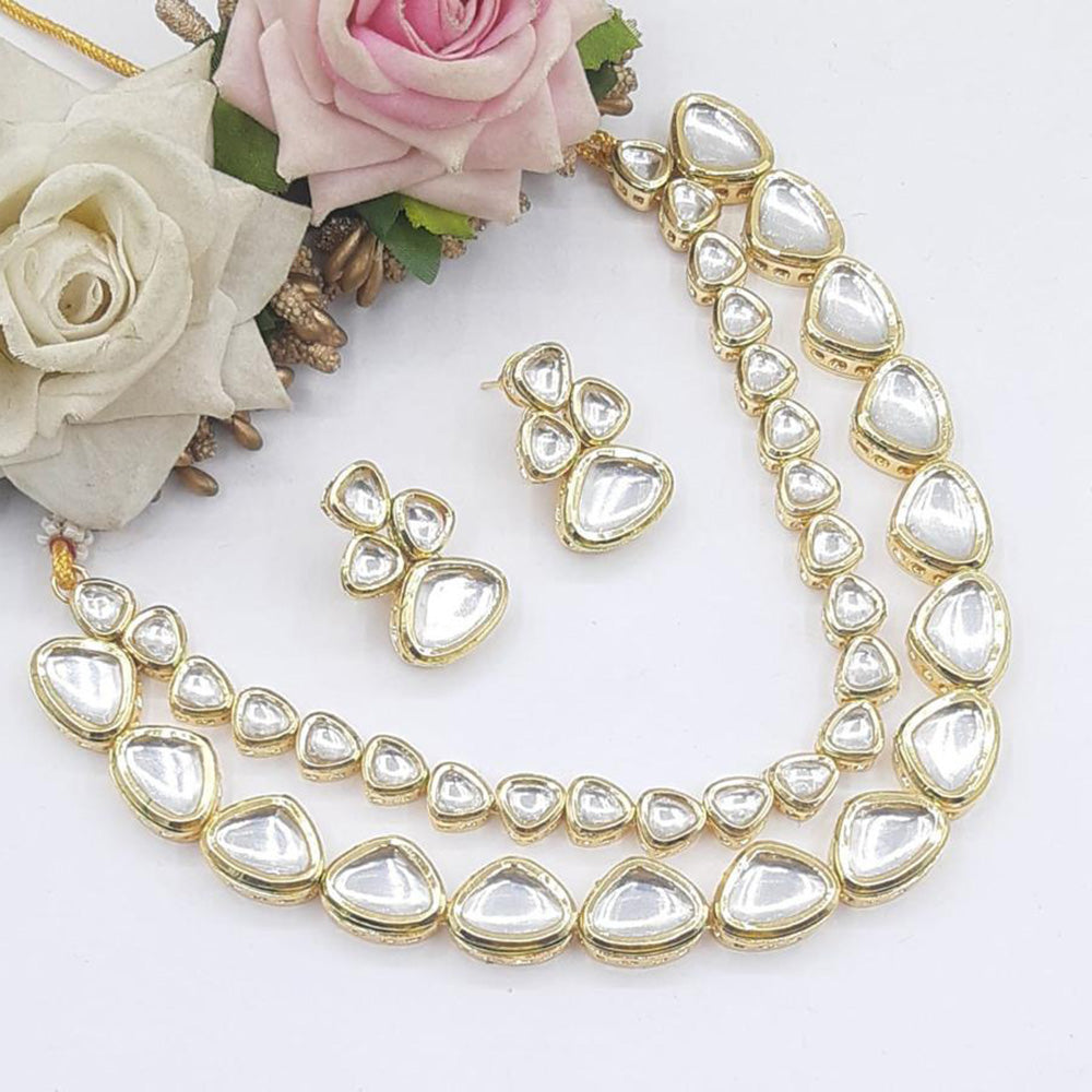 Pooja Bangles Gold Plated Kundan Stone Necklace Set