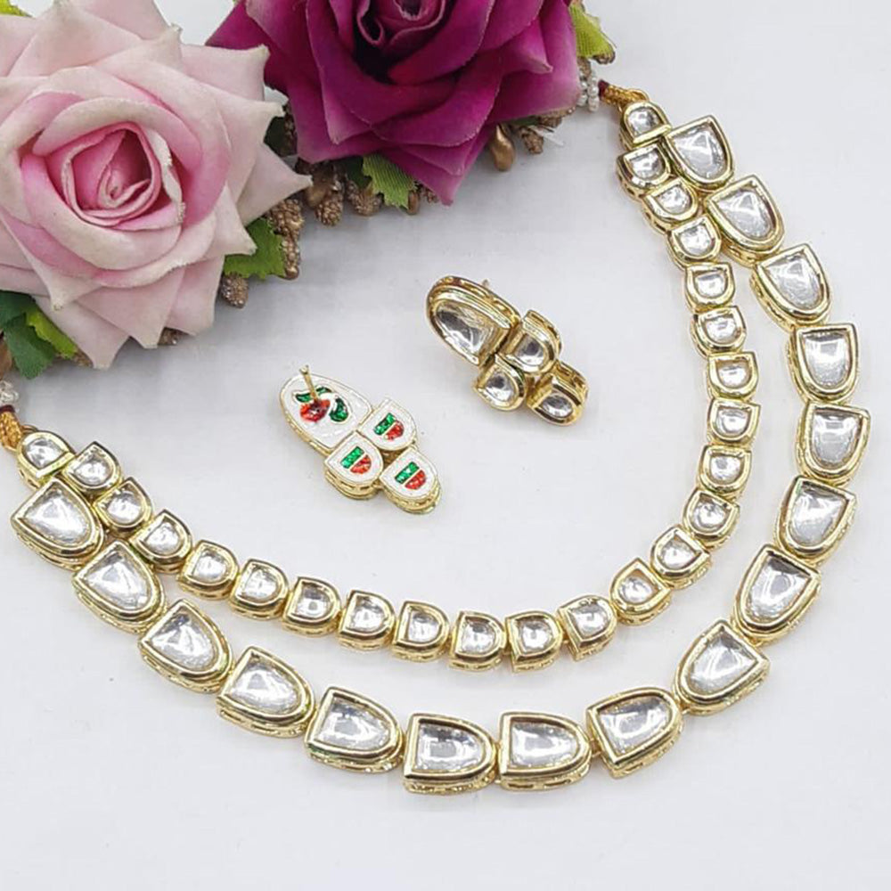 Pooja Bangles Gold Plated Kundan Stone Necklace Set