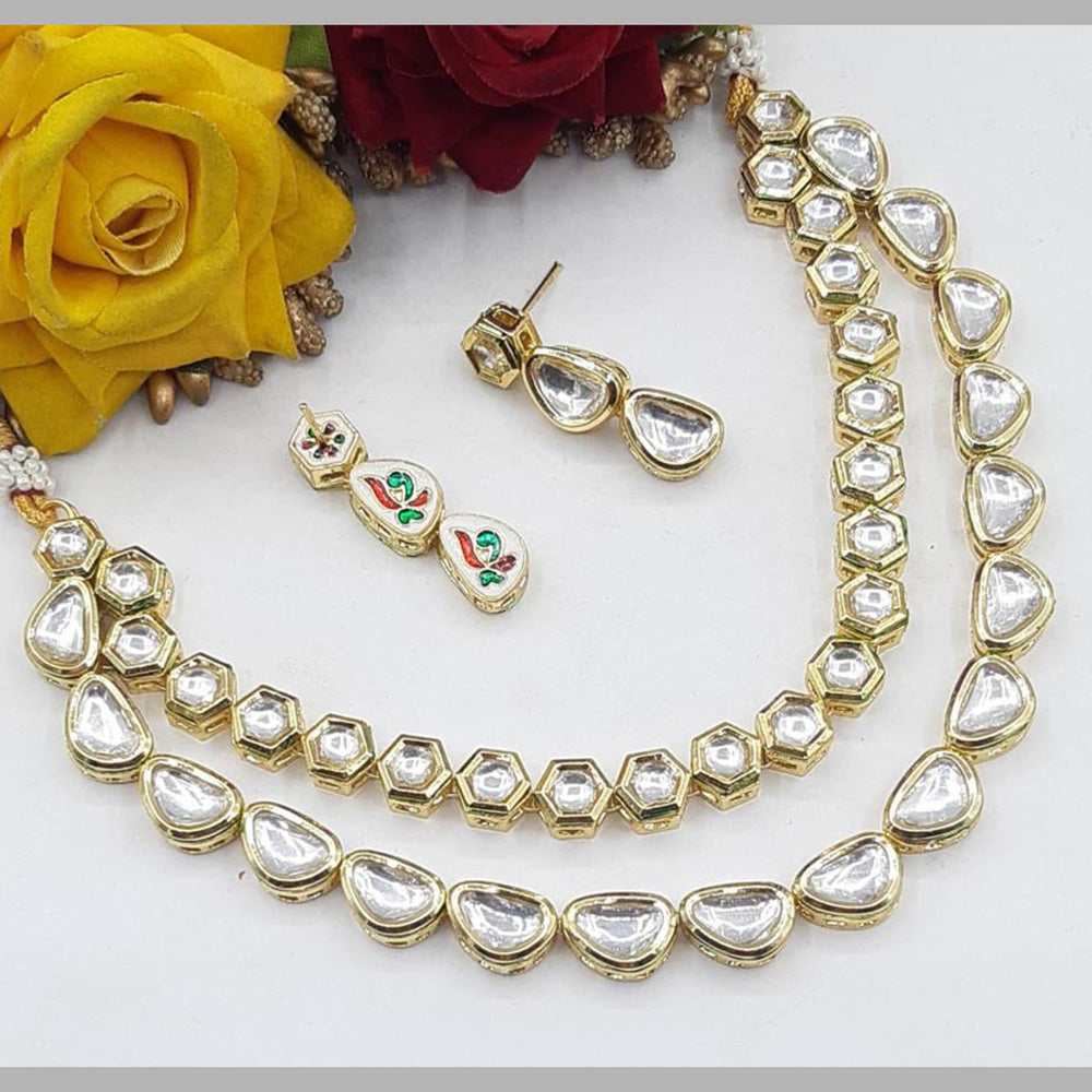 Pooja Bangles Gold Plated Kundan Stone Necklace Set