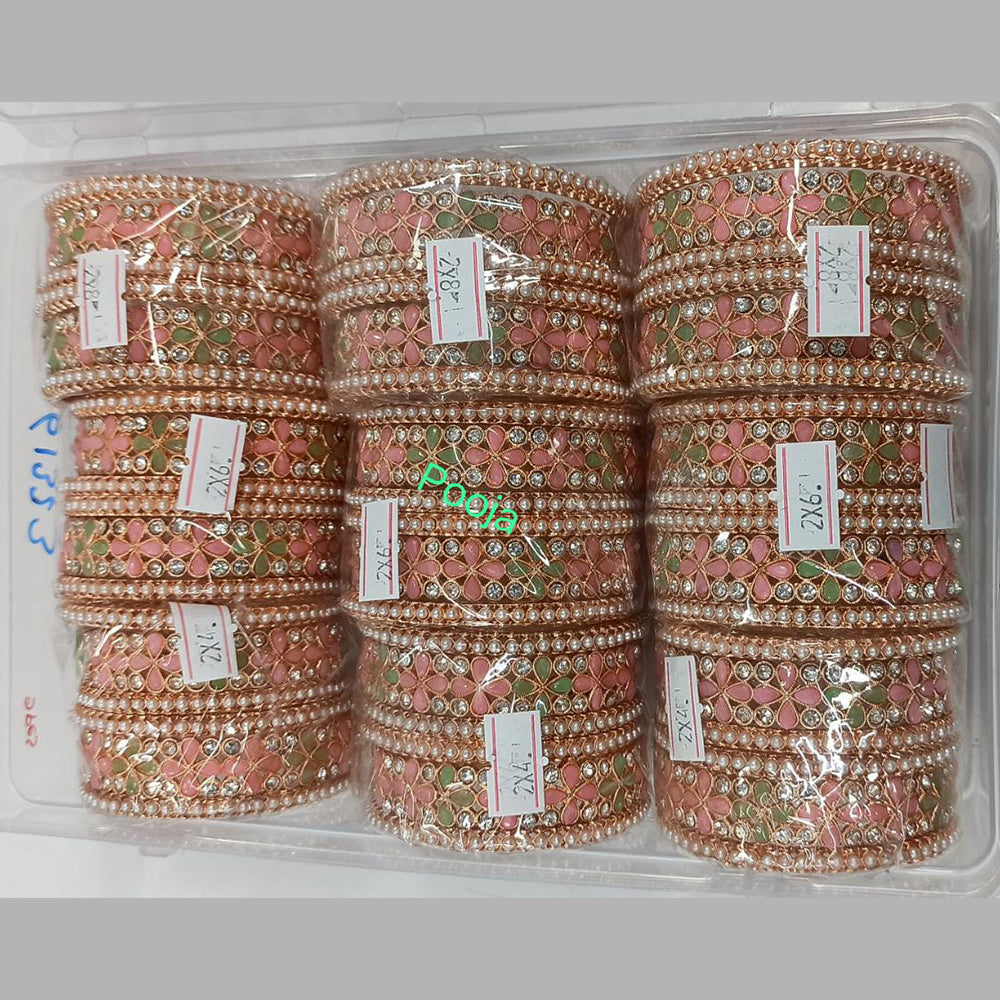 Pooja Bangles Gold Plated Pota Stone Bangles Set