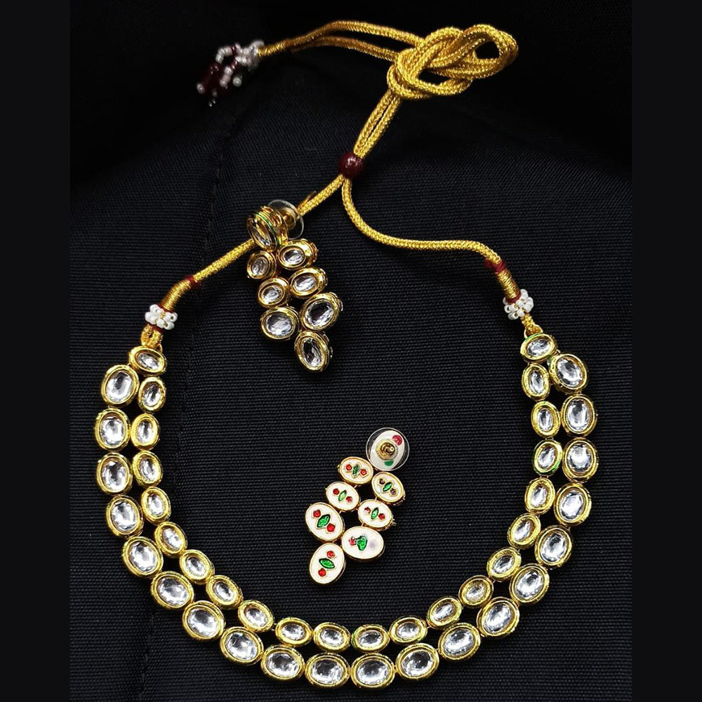 Pooja Bangles Gold Plated Kundan Stone Necklace Set