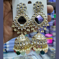 Pooja Bangles Gold Plated Mirror Jhumki Earrings