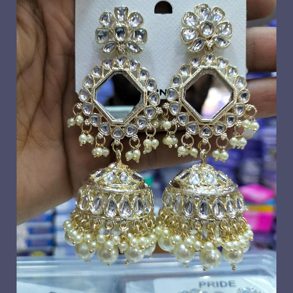 Pooja Bangles Gold Plated Mirror Jhumki Earrings