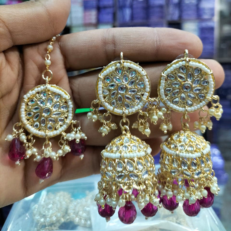 Pooja Bangles Gold Plated Jhumki Earrings With Maangtikka