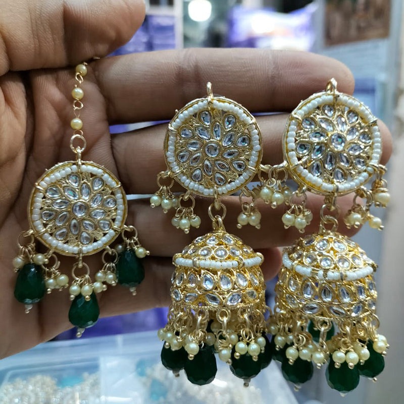 Pooja Bangles Gold Plated Jhumki Earrings With Maangtikka