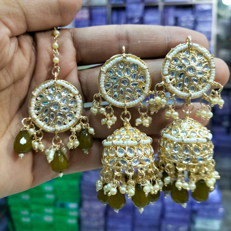 Pooja Bangles Gold Plated Jhumki Earrings With Maangtikka