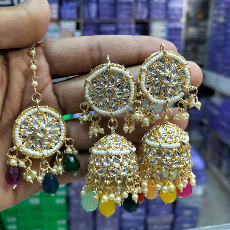 Pooja Bangles Gold Plated Jhumki Earrings With Maangtikka